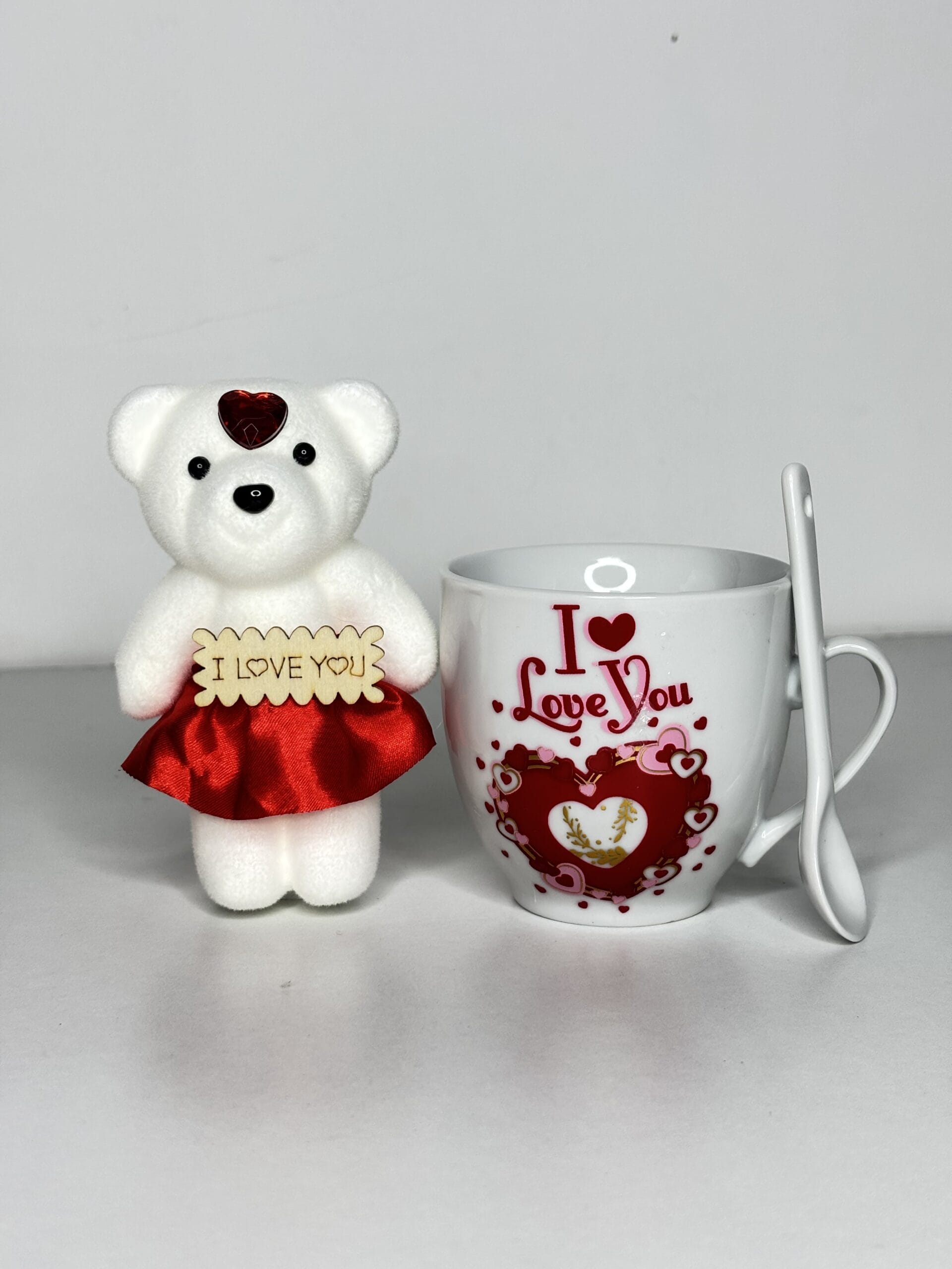 Love Teddy With Ceramic Coffee Mug And Spoon