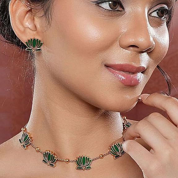 Alloy Copper Green Jewel Set (Pack of 1) - Image 2
