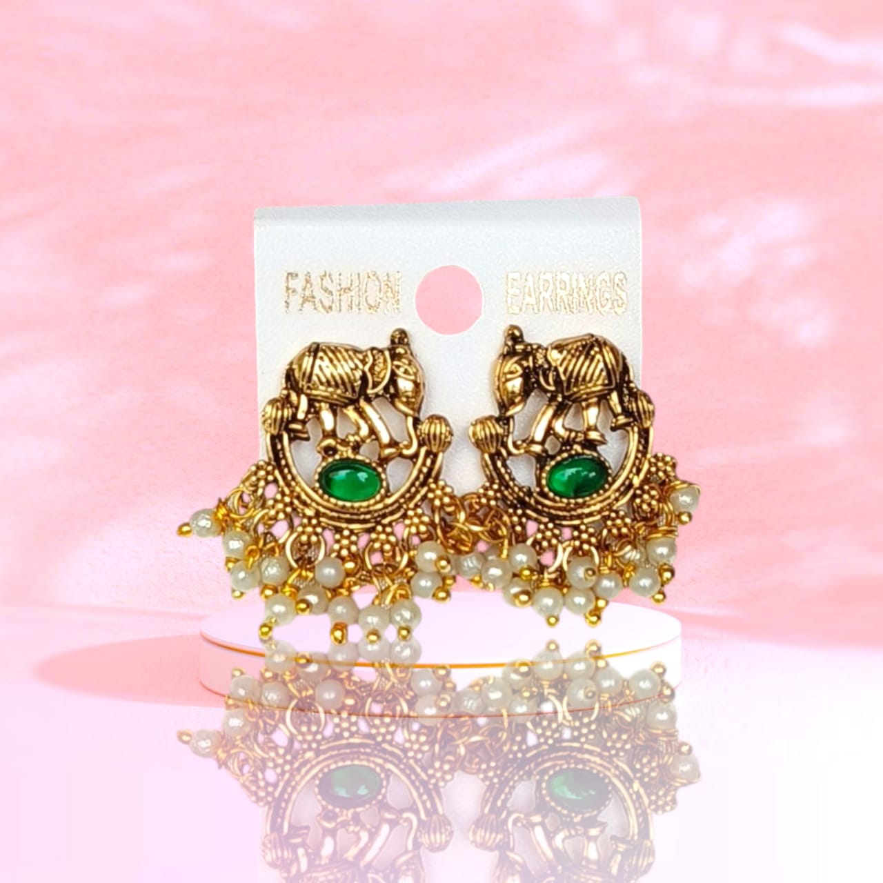 Traditional Antique Jewelry Elephant Pendant Necklace With Earring for Women & Girls. - Image 2