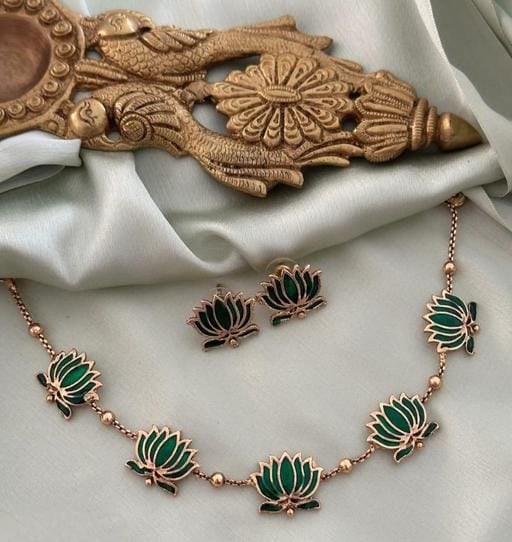 Alloy Copper Green Jewel Set (Pack of 1) - Image 3