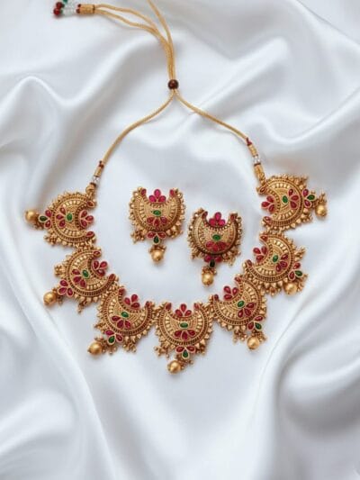 Traditional Antique Jewelry Pendant Necklace With Earring for Women & Girls