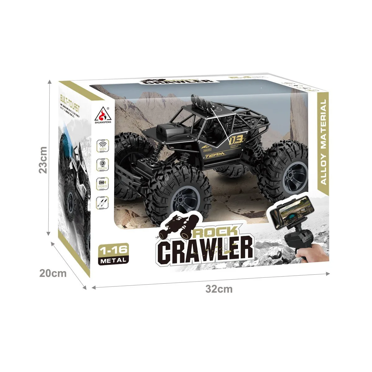 1:18 Remote Control Monster Car | 2WD Rock with 480p Camera, Mist Spray, Rechargeable Off-Road Metal Climbing Truck - Image 3