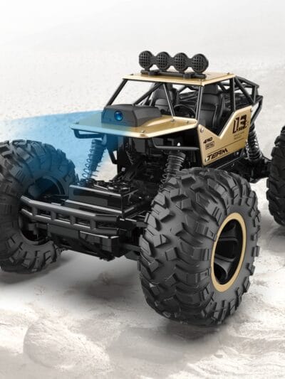 1:18 Remote Control Monster Car | 2WD Rock with 480p Camera, Mist Spray, Rechargeable Off-Road Metal Climbing Truck