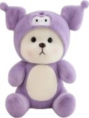 Purple Plush Bear with Imported 25cm Soft Stuffed Animal, Premium Cotton Filling, Washable, Huggable Toy for Kids