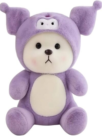 Purple Plush Bear with Imported 25cm Soft Stuffed Animal, Premium Cotton Filling, Washable, Huggable Toy for Kids