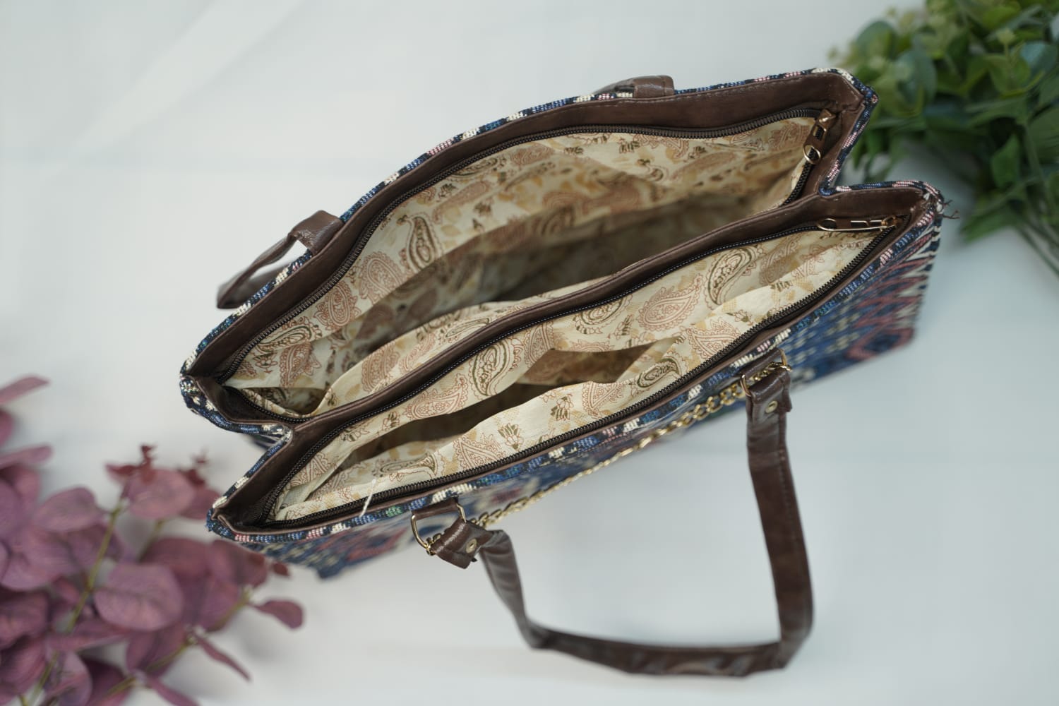 Shoulder Handbag Multi-Color Ethnic Print, - Image 2