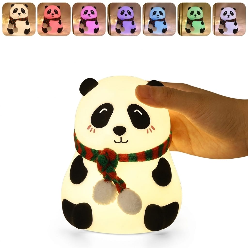 Panda Silicone Colorful LED Animal Pat Light – Mini Rechargeable Night Lamp - Image 2