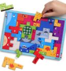 Wooden Block Puzzle Game - Ocean Animals for Kids,22 Pieces, Brain Teaser Toy