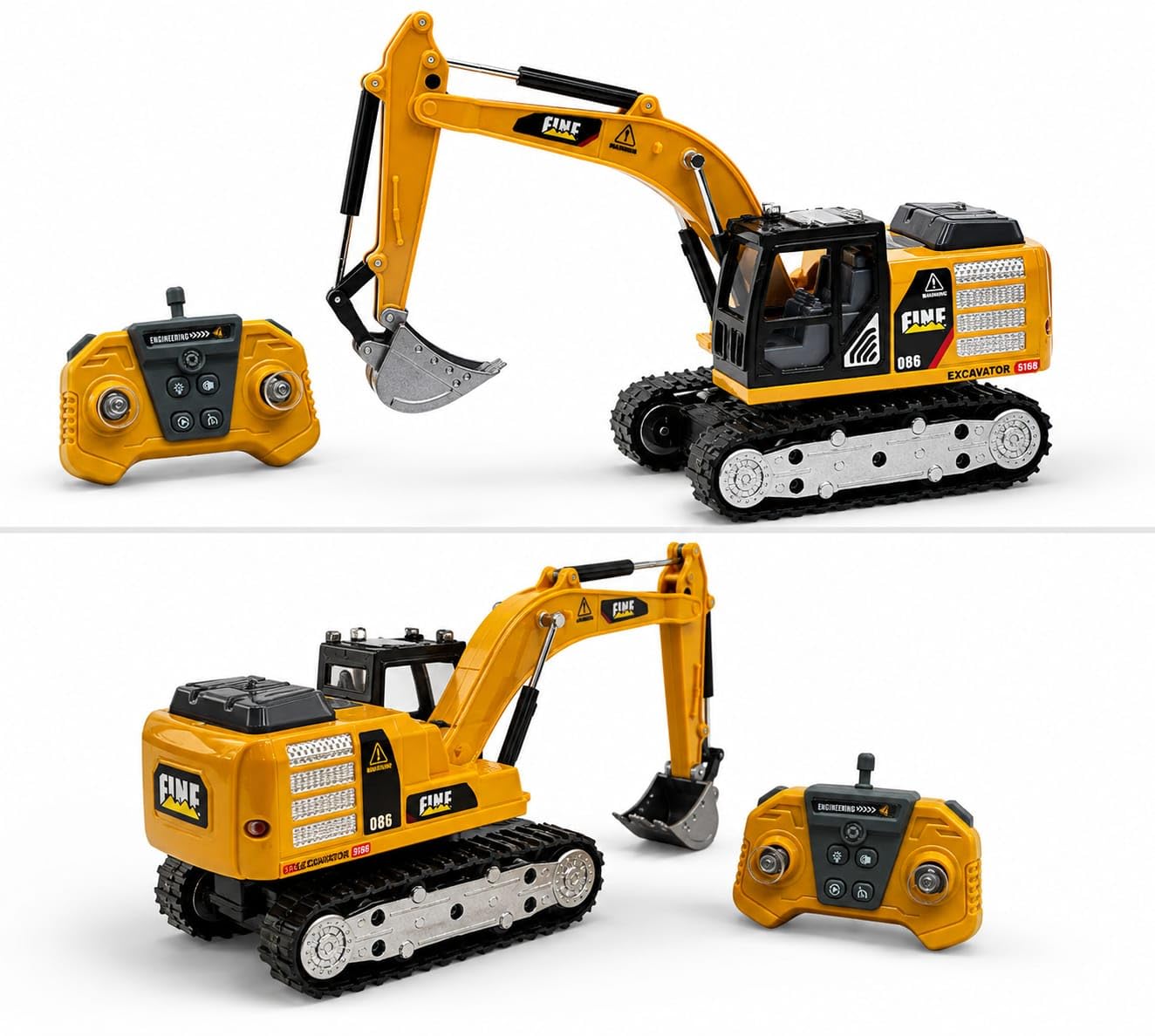RC Excavator Toy, 1:64 Scale Die-Cast Alloy, Remote Control (JCP) - Image 2