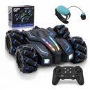 RC Stunt Car with Gesture Control Watch, 4x4 Drive, 360° Rotation, RGB LED Lights, Rechargeable, Blue-Red, for Kids