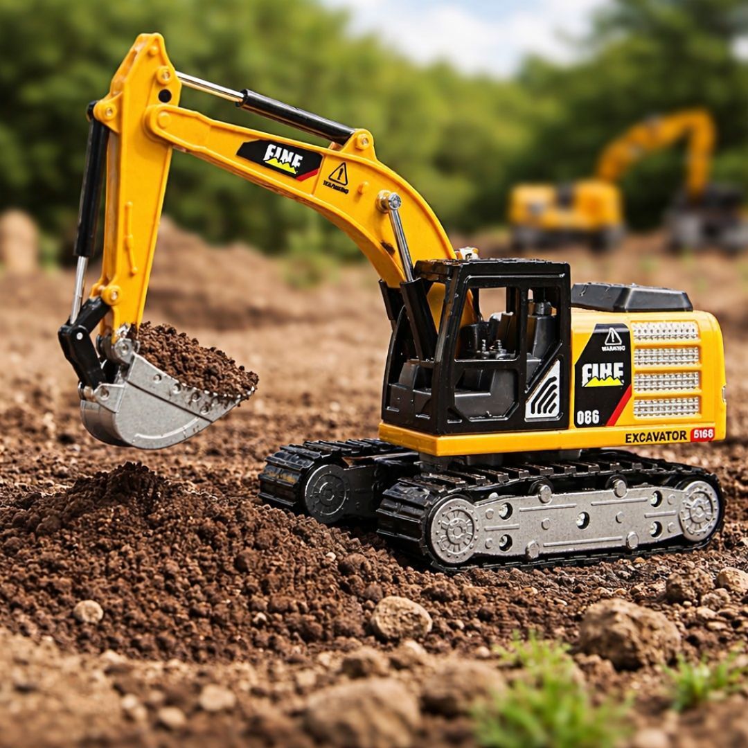 RC Excavator Toy, 1:64 Scale Die-Cast Alloy, Remote Control (JCP) - Image 3