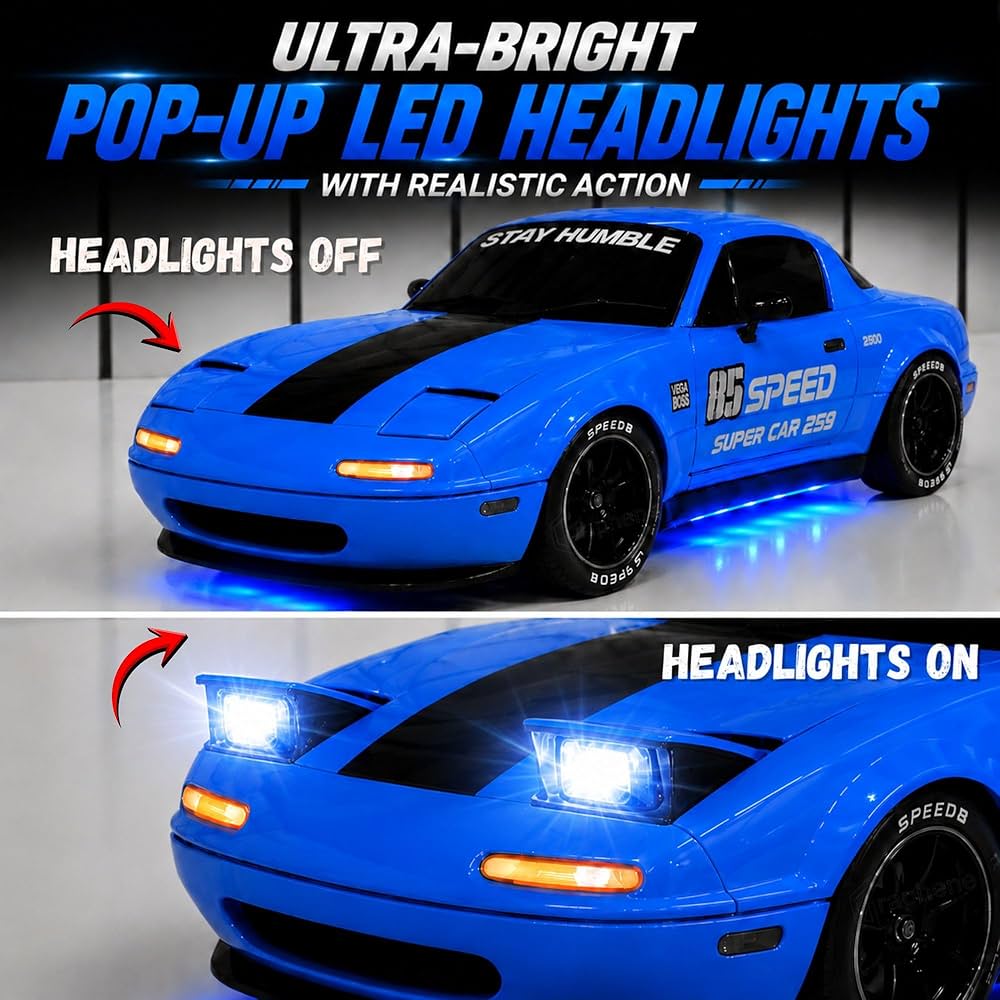 Rc Drift High Speed Racing Stunt Car LED Pop-Up Lights Smoke Effect - Image 3