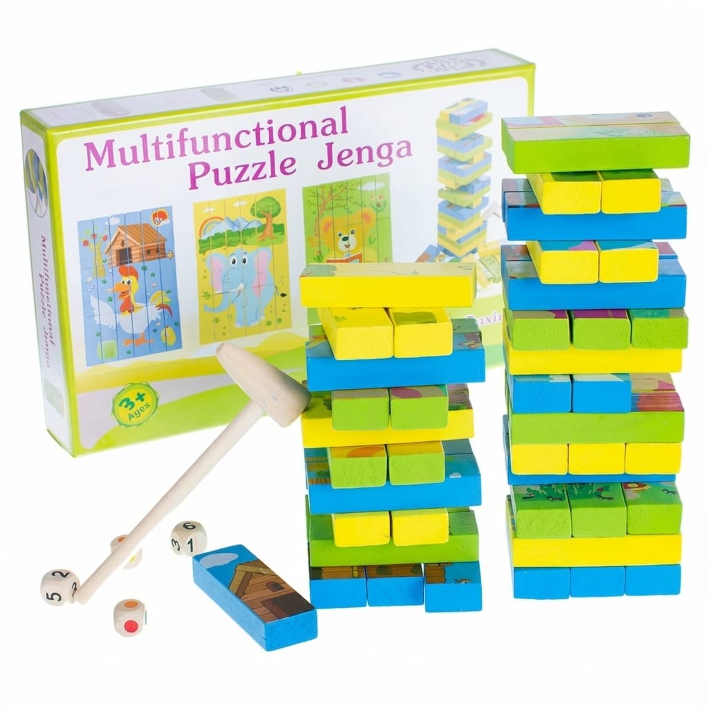 Multifunctional Wooden Puzzle Jenga Game For Kids (54 Pcs)