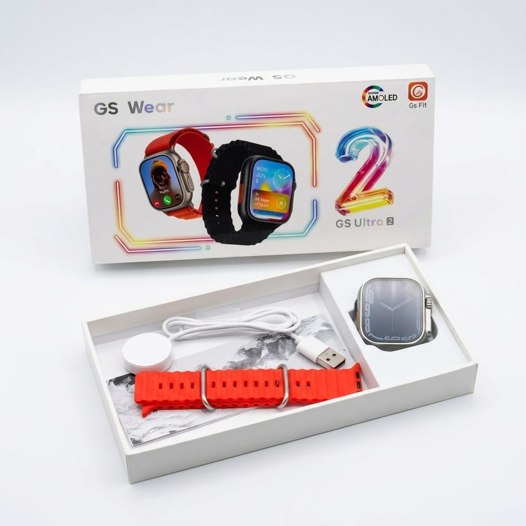 GS Ultra 2 smartwatch set AMOLED display Bluetooth calling watch, a wireless charger