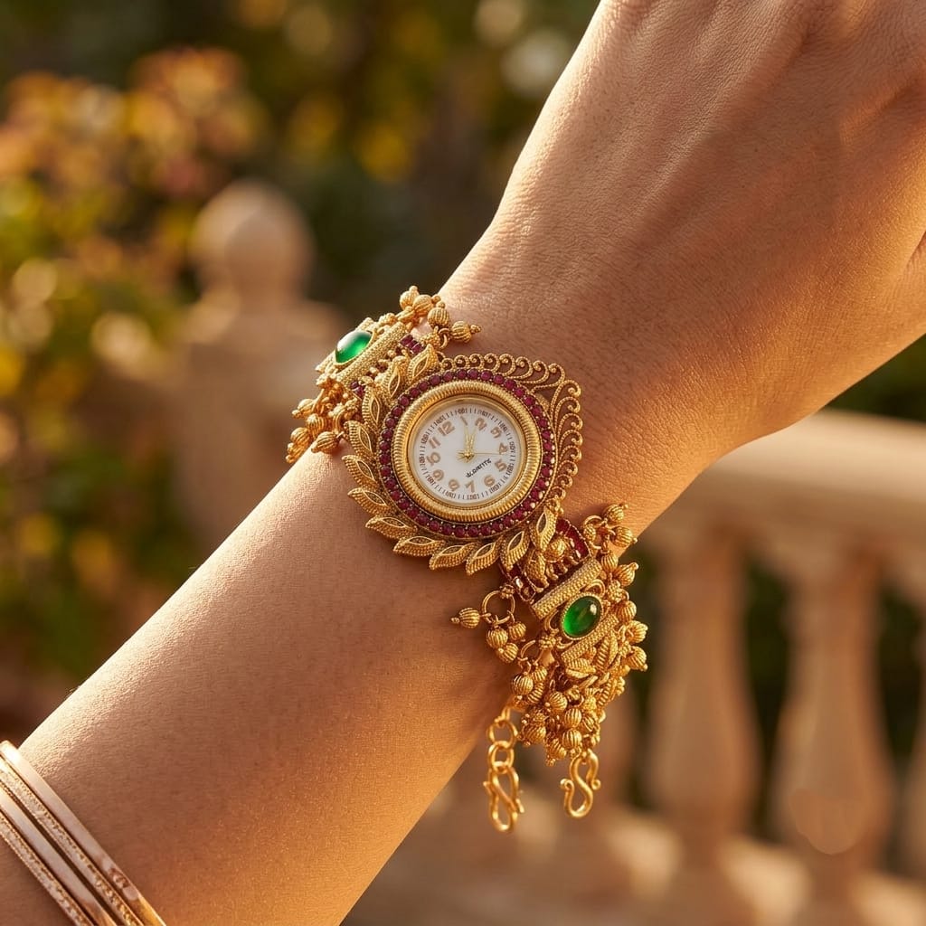 Traditional Antique GoldFinish Bracelet Watch for Women - Image 2