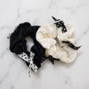 Premium Black & White Satin Scrunchies for Women & Girls (Set Of 2)