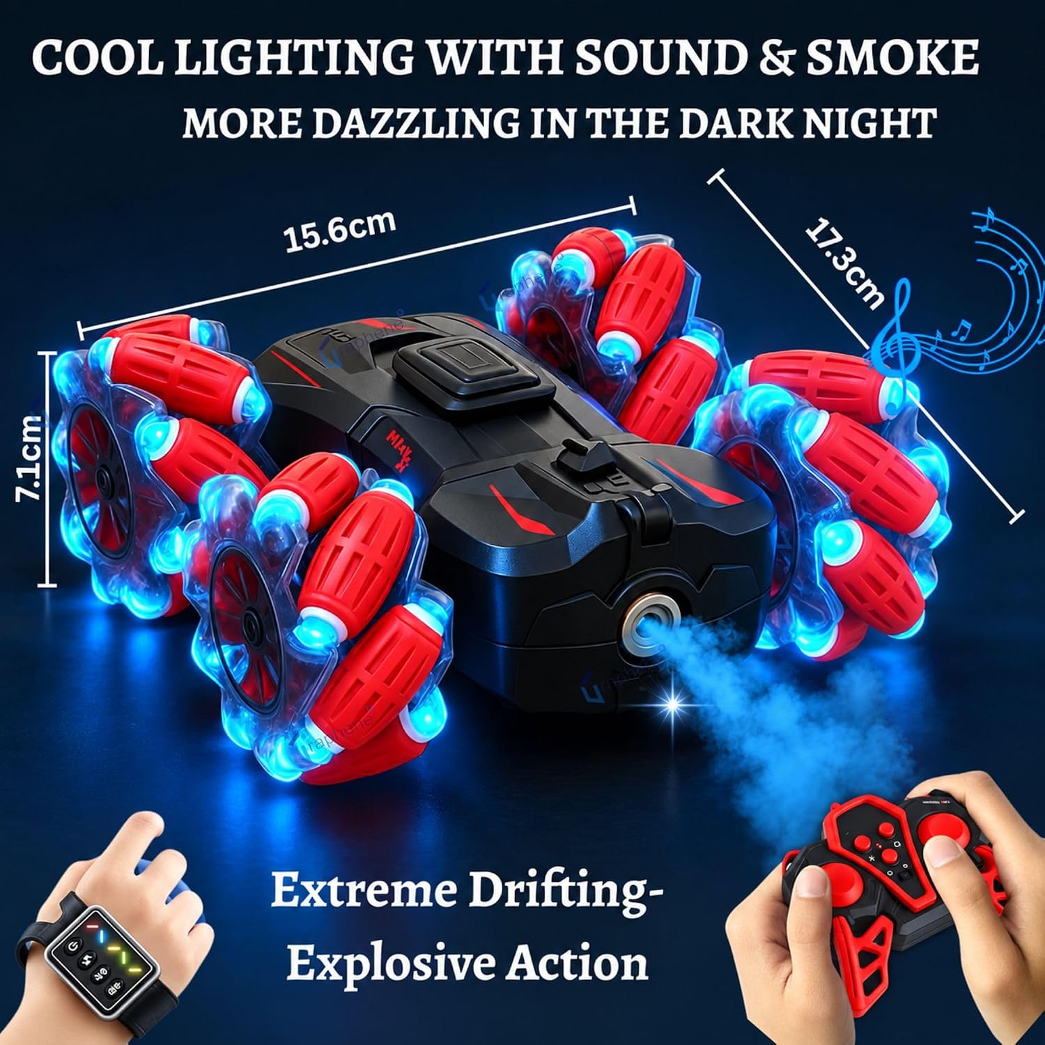 4WD RC Stunt Drift Car with Hand Gesture Sensor, 360° Rotating Remote Control Car For Kids - Image 2