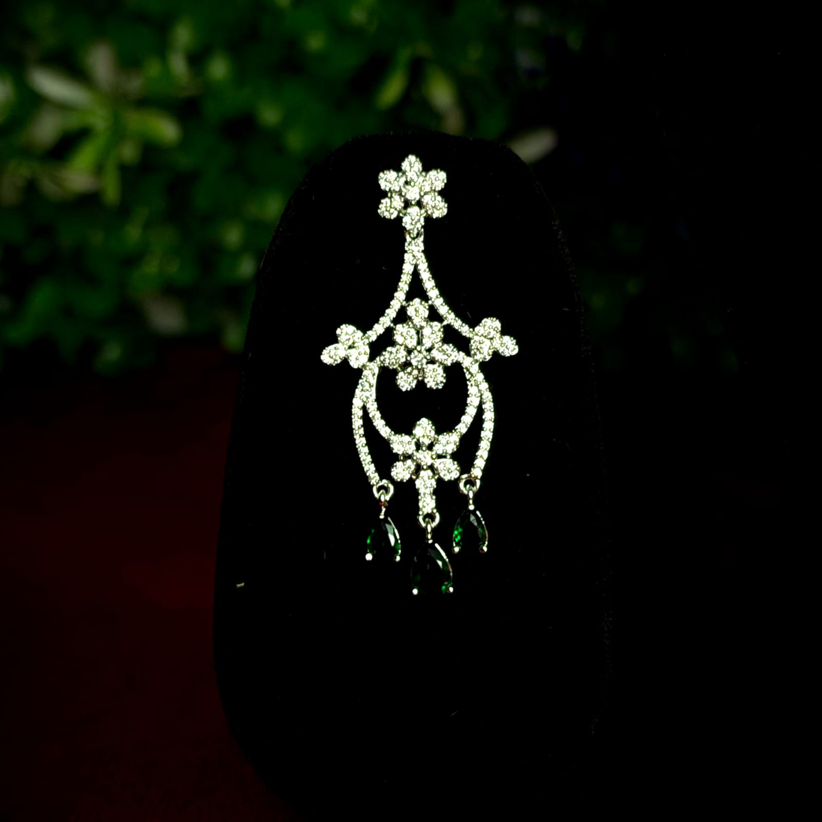 Elegant Silver Plated With White & Green Rhodium Stone /AD Stone Jewellery Set For Women & Girls - Image 3