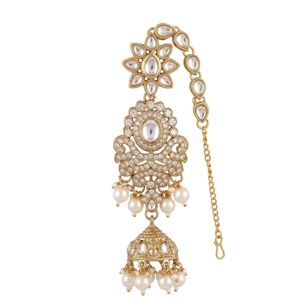 Kundan AD Stone Bridal Jewellery Set featuring choker necklace, a matching multi-layer long necklace Set For Women & Girls - Image 2