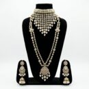 Kundan AD Stone Bridal Jewellery Set featuring choker necklace, a matching multi-layer long necklace Set For Women & Girls