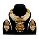 Premium MicroGlod Plated With Pearl Beads Lakshmi Pendant Grand Choker Set