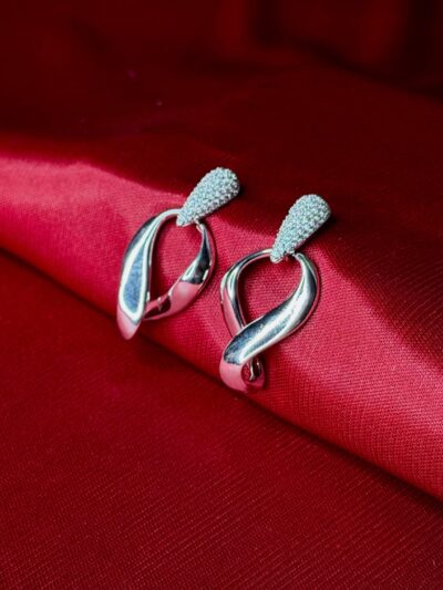 Premium Silver Plated White Cubic Zirconia Earrings For Women & Girls