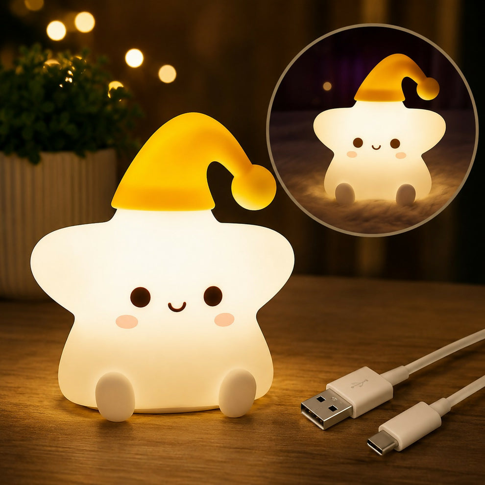 Silicone Star Night Light – USB Rechargeable 7-Color LED Lamp with Touch Sensor for Kids - Image 2