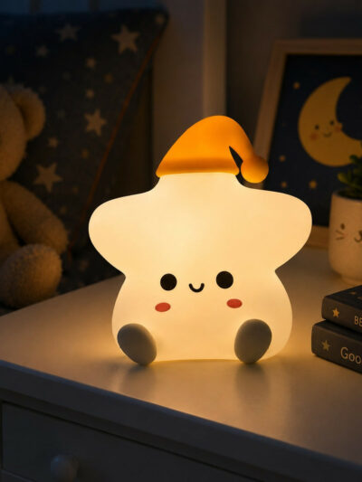 Silicone Star Night Light – USB Rechargeable 7-Color LED Lamp with Touch Sensor for Kids