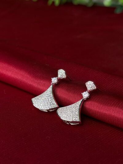 Premium Silver Plated White Cubic Zirconia Elegant Earrings For Women & Girls.