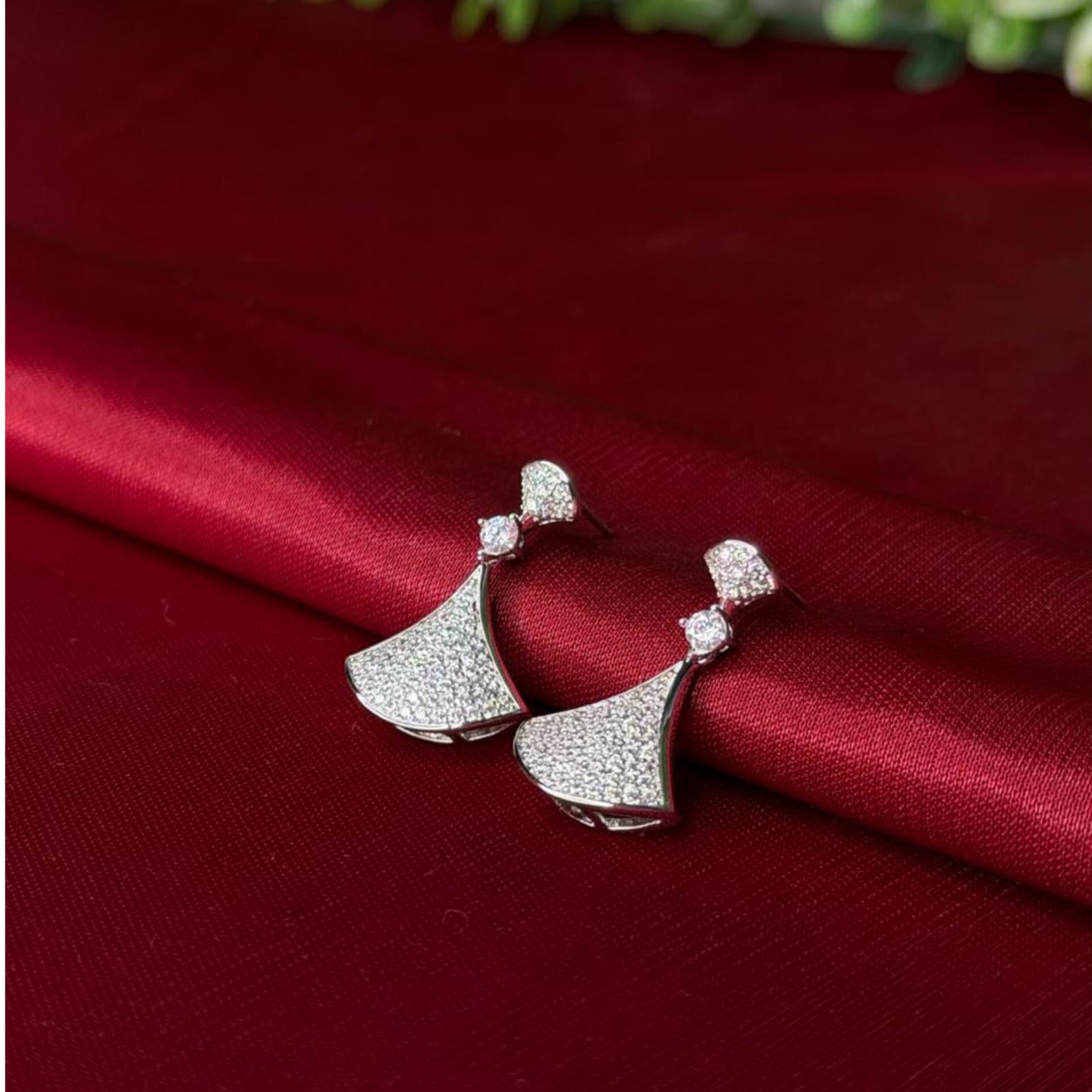 Premium Silver Plated White Cubic Zirconia Elegant Earrings For Women & Girls.