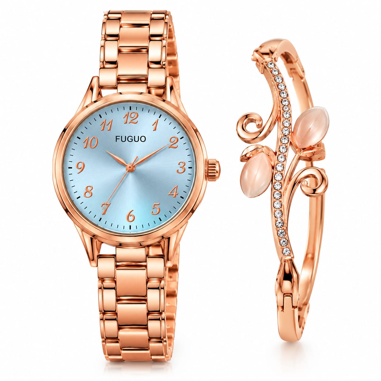 Gold Watch & Bracelet Gift Set Combo With Analog Watch For Women - Image 3