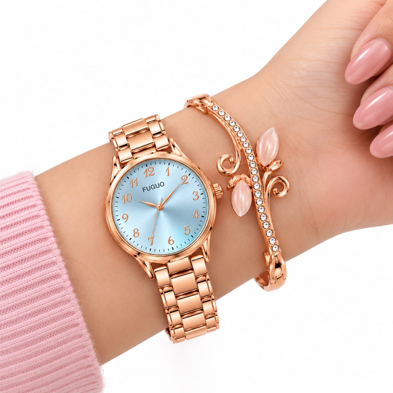 Gold Watch & Bracelet Gift Set Combo With Analog Watch For Women - Image 2